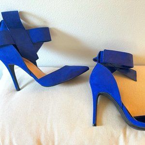 Wild Diva Ankle Bow Pointed Toe Pumps